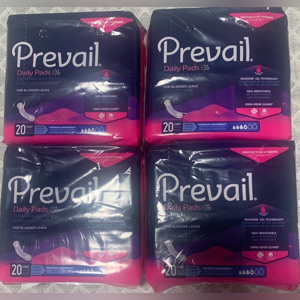 Prevail Daily Pads - Pink/Purple - 20 Count (Pack of 4)